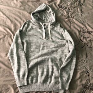 H&M Heather Gray Hooded Knit Pullover Sweater